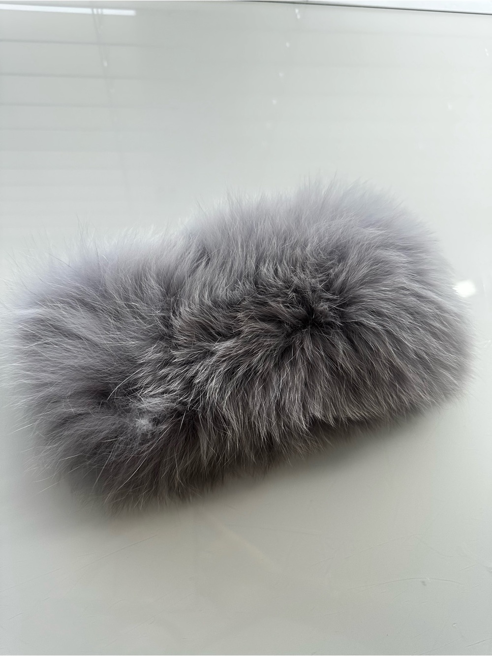 Real Fox Fur Headband/Neckwarmer - Gray